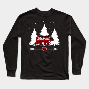 Husband Bear Buffalo Plaid Christmas Matching Family Pajama Long Sleeve T-Shirt